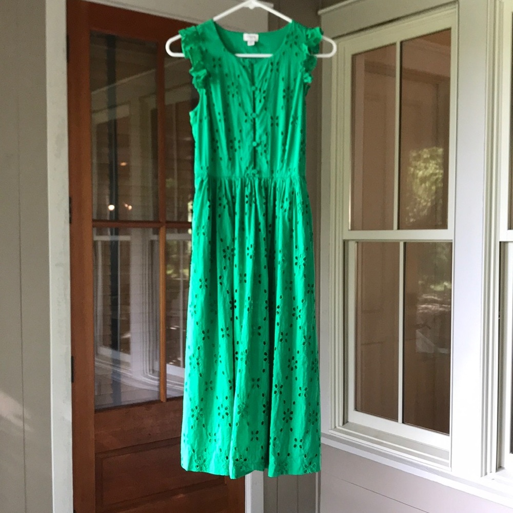 Green J. Crew Eyelet dress